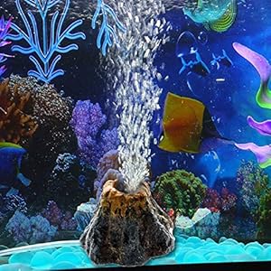 ECMQS Vulkan Form Aquarium Luftpumpe Blasen Stein mit 1 Meter weicher Röhre, Aquarium Spielzeug Fischbecken Verzierungs Dekoration