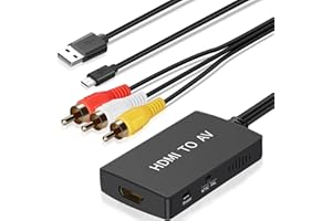 AIFHDAUF Convertisseur HDMI vers RCA avec câble HDMI, Adaptateur HDMI vers RCA vidéo Composite Audio HDMI vers RCA, Support PAL/NTSC pour TV DVD PS2 PS3 VHS Wii BlueRay