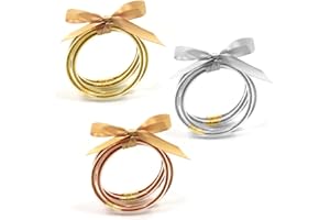 HAOHAI 15 pulseras de silicona de gelatina, juego de pulseras de gelatina con lazo, pulseras de fiesta con purpurina, pulsera de gelatina rellena de purpurina para niñas