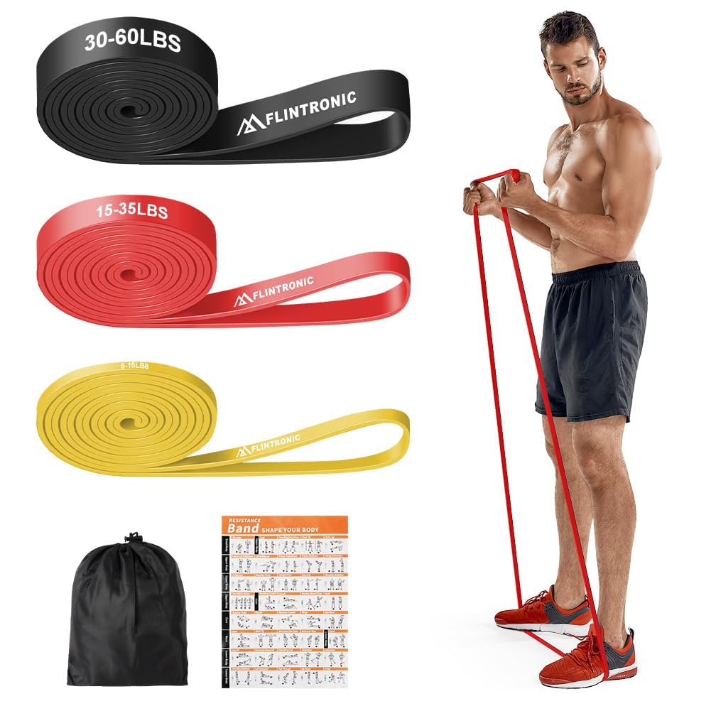 Flintronic Elastische band voor krachttraining, 3/4 verschillende weerstandsbanden, elastische latex, voor pull-ups, crossfit, dips, pilates, yoga, heren en dames