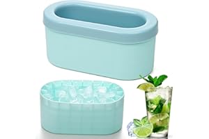 Joymaking Silikonowa forma do kostek lodu, silikonowa forma do kostek lodu, z pokrywką, do wielokrotnego użytku, okrągła, niebieska