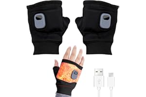 KEAGAN Guanti riscaldati elettrici Guanti riscaldati ricaricabili Guanti senza dita Mezze dita Riscaldamento USB Guanti caldi Guanti riscaldanti regolabili Guanti da equitazione per inverno freddo