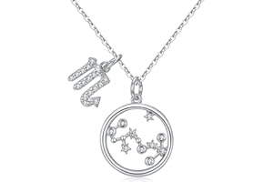 Naszyjnik ze znakiem zodiaku Qings - srebro próby 925, cyrkonia, naszyjnik astrologiczny, 12 znaków zodiaku, minimalistyczny naszyjnik w kształcie układu gwiazd, prezent urodzinowy dla kobiety lub dziewczyny, 45 - 48 cm e srebro wysokiej próby, colore: Scorpio (10.24 - 11.22), cod. EMM-NE05-8