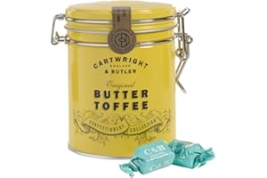 ANTICO CAFFE' NOVECENTO Cartwright & Butler | Caramelle Toffee al Burro | Lattina Caramelle Toffee Inglesi | Butter Toffee Contenitore Metallo - 130 Gr. | Morbide Caramelle Mou | Toffee al Caramello Salato