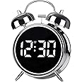 NYRWANA Alarm Clock, Alarm Clock for Heavy Sleepers, Digital Clock, Alarm Clock for Students with Adjustable Brightness, Snooze Function, Temperature & Touch to Wake (Silver), 3.81 cm