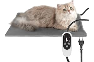 ‎NICREW NICREW Haustier Heizkissen für Katze Hund 45 x 40 cm, Temperatur& Timing Einstellbar Elektrisches Heizkissen mit Anti-Bite-Schlauchwickel Kabel, Grau, 55 W