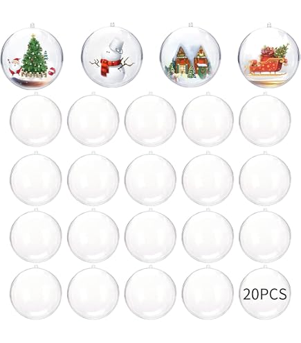 Lot 2 Boules en plastique cristal transparent séparable, Contenant sécable diam. 14 cm