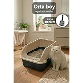 Comfort A&ccedil;ık Kedi Tuvaleti, 52x37x23 cm, Y&uuml;ksek Kenarlı Kedi Tuvalet Kabı, Kum K&uuml;reği Hediyeli