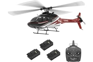 NULA YUXIANG F08 Bell 206 RC Hubschrauber für Erwachsene, 1/27 2,4 G 6H 6 G/3D Bürstenloser Flybarless RTF Ferngesteuerter Militär Helikopter mit Optischer Flusspositionierung – 3 Akku