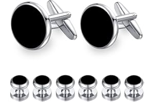 HONEY BEAR Boutons de manchette - Ours et clous Miel, argenté, noir onyx, Lot de 8 en pour hommes chemises Smoking de cadeau de mariage