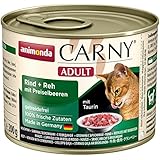 Animonda Katzenfutter Carny Adult Rind Plus Reh mit Preiselbeeren natürlich getreidefrei und ohne Zucker, 6er Pack (6 x 200 g)
