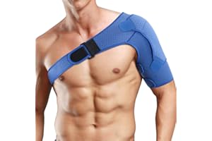 WCHIUOE Support d'Épaule, 1 Attelle Epaule Réglable Néoprène pour Femme et Homme, Compression Bandage Épaule Luxation Sport Blessure Récupération, L'épaule Gauche et Droit (31-38in) bleu
