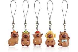 EIROVYA 5 Pcs Pendentif Capybara Mignon,Bijoux de Telephone,Jolies Breloques pour Téléphone Portable,Capybara Porte clé,Chaîne de Téléphone,Lanière de Téléphone,Bijoux Telephone Portable