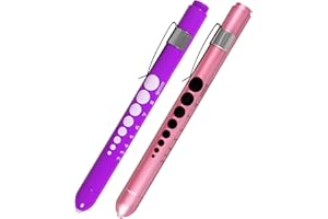 AOICRIE Medical Diagnostic Penlight, Pupillenlicht Mini Wiederverwendbare LED-Stiftlampe Taschenlampe, Taschenlampe Arzt Krankenschwester Notfallstift Licht mit Gravurlehre und Linea (Rosa Gold+lila)