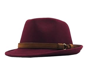 ZPLMIDE Woolen Felt Widet Brim Fedora Hat for Women/Men, Classic Jazz Panama Hat with Belt Cowboy Cap Sunhat