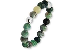 GD GOOD.designs EST. 2015 Bague anti-stress avec perles en pierre naturelle pour femmes - Bague élastique de perles - Bague d'anxiété facettée