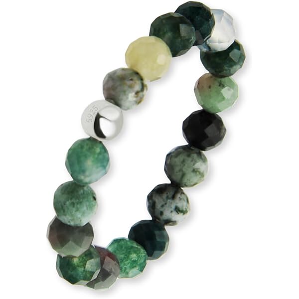 ZENGSING Bague Perles Pierre Naturelle Élastique – Bague Cœur Pendentif Femme Réglable 21 Couleurs