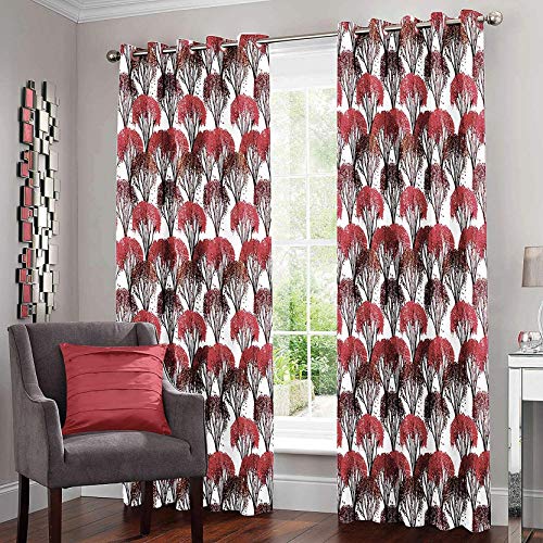 Story@Home Combo Set of 2 Piece Modern Polyetser Eyelet Floral Pattern Ringtop Printed Door Curtains - 7 Feet, Beige & Maroon