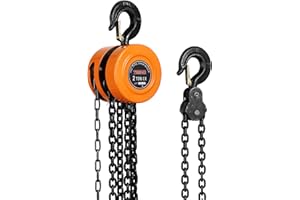 Palan Manuel à Chaine avec Crochet Robuste TEENO, 2000KG, 3m de Levage Max, Double-Chaîne de Charge，Chaîne G80，Orange (2 T 3.0 M)