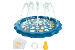 LOCISNEOUTLET Locisne Splash Play Mat Sprinkler Pad 170cm/67'' Backyard Play Mat Wadding Pool Outdoor Summer Garden Water Game, Blue