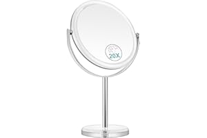 B Beauty Planet Specchio d'ingrandimento 20x, specchio per il trucco girevole a 360°, specchio da tavolo Vanity a doppia faccia 1X/20X, per toletta, scrivania, bagno, camera da letto, trasparente
