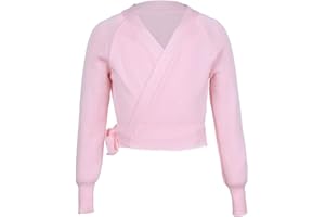 inhzoy Top da Danza Classica Bambina Cardigan Maglioncino a Manica Lunga Coprispalla Maglioni Lavato a Mano Top da Ginnastica Scaldacuore Ballerina Jazz Danza Moderna
