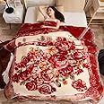 OMAJA HOME Love Couple Imported Digital Prints Bridal Korean Wedding Bedding Set Cloudy 4 Pieces Blanket Set 1 Blanket with 1 Bedsheet and 2 Pillow Cover with Fancy Bag Packing (Multicolor_03)