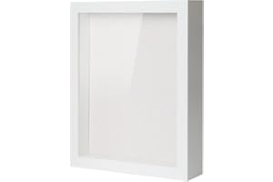 Muzilife Cornice portafoto 3D da riempire, 28 x 35 cm, in legno bianco, cornice per oggetti Shadow Box con vetro e vetro, come regalo per familiari amici, ecc. (bianco, 28 x 35 cm)