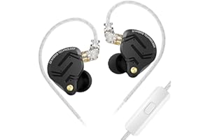 KINBOOFI KZ ZS12 PRO X Écouteurs intra-auriculaires IEM, écouteurs de jeu filaires hybrides 1DD + 5BA, écouteurs KZ, meilleurs in ear monitor avec câble 2 broches pour audiophile (noir foncé, avec microphone)