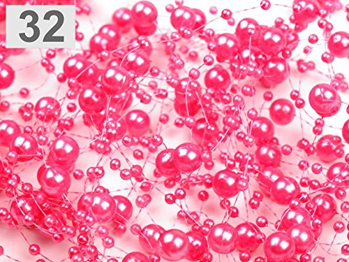 Perlengirlande 12 Stück a 1,3meter - über 20 Farben zur wahl - für Hochzeiten oder Tischdekos (32 erbeere)