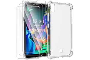 HYMY Custodia per LG K20 2019 + 3 x Pellicola Protettiva - Trasparente Silicone Case TPU Protettivo Rinforzo a Quattro Angoli Resistenza sismica Cover per LG K20 2019 (5.45")