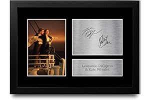HWC Trading FR A4 Leonardo DiCaprio & Kate Winslet Titanic Regali Stampati Autografo Firmato Immagine Per Gli Appassionati Di Memorabilia Di Film - A4 Framed
