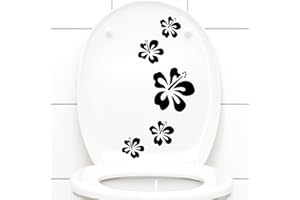 Grandora Klodeckel Aufkleber Hibiskusblüten I schwarz 5er Kreativset I Bad Blüten Blumen Hibiskus Aufkleber Wandaufkleber Wandsticker W916