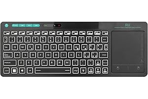 Rii Mini i18S Wireless + Bluetooth - Tastiera compatta con ampio mouse touchpad e retroilluminazione LED, compatibile con Smart TV, TV Box, Tablet, Smartphone, Console, PC, Fire TV, Raspberry