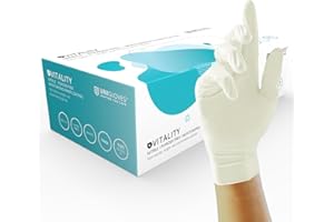UNIGLOVES Vitality - GD0033 - Gants d'examen hydratants, multi-usages, jetables sans poudre et sans latex, boîte de 100 gants, blancs, taille M