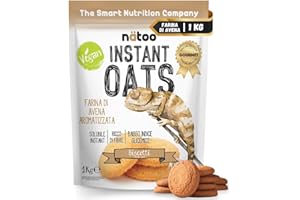 NÄTOO Farina di Avena Aromatizzata, 1 kg, Ideale per Pancake Proteici, Instant Oats, Avena Istantanea Gusto Biscotto
