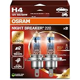 مصباح Osram H4 Night Braker 220، 12 فولت، 220% إضاءة إضافية، عبوة من قطعتين