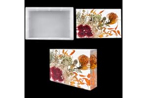 FineInno Moule Resine Silicone Rectangle, Moule en Silicone Époxy Cristal Serre Livre, Moulage en Résine pour Fabrication de Bougies, Savon, Spécimen de Fleur/Insecte (Rectangle)