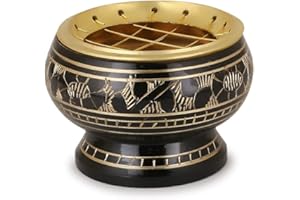 Zap Impex® Cuenco Trasero con decoración Tallada Muy Bonito y versátil Quemador de Incienso de latón, Aprox. 5 x 5,5 cm