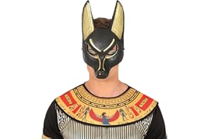 FIESTAS GUIRCA | Máscara de Anubis en PVC - Accesorio de Disfraz Egipcio - Ideal para Fiestas de Disfraces, Halloween y Carnaval - Inspiración Mitología Egipcia - Adultos Unisex - Negro y Oro