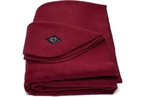 Arcturus Military Wool Blanket Warm Thick Washable Ideal for Outdoor Camping Stadium Blanket Picnics Travel Car Bushcraft Survival Kits Large 64" x 88" 4.4lb (Wine)