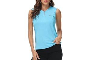 MoFiz Donna Senza Maniche Maglietta Canottiera Camicia Golf Tennis Estiva Traspirante con Cerniera