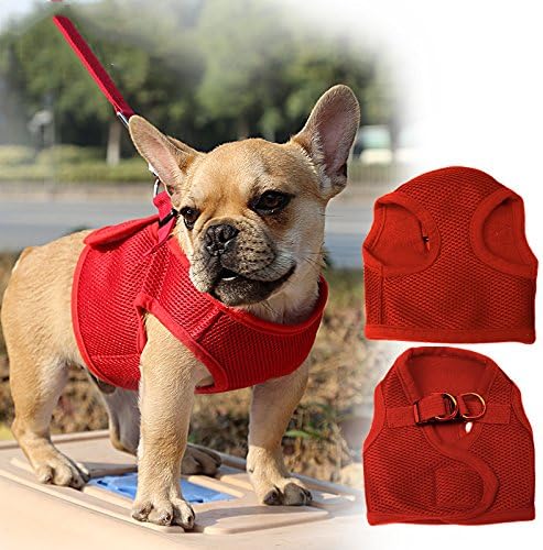 Septven High Quality Soft Breathable Air Mesh Harness (Leash Included) for Dogs/Puppies (XS, Red)