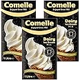 Comelle Real Dairy Ice Cream Mix Creamy Soft Serve 1L Pack of 3 Instant Ready to Freeze UHT Long Life Cream Skimmed Milk Sundea Mouse Dessert with Welari Thank You Card | (3pack) (3L)