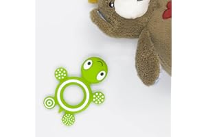 DROQUIMUR 1ud | Mordedor para bebé de silicona | Tortuga | Animales | Rana | Verde | 8.7x6.6cm