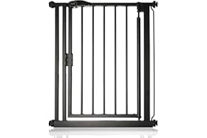 Safetots Barrière de Sécurité à Pression à Fermeture Automatique, Étroite, Barrière d'Escalier à Fermeture Automatique pour Bébé, Barrière de Sécurité, 68,5cm - 75cm, Couleur Noir Mat