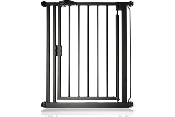 Safetots Barrière de Sécurité à Pression à Fermeture Automatique, Étroite, Barrière d'Escalier à Fermeture Automatique pour Bébé, Barrière de Sécurité, 68,5cm - 75cm, Couleur Noir Mat