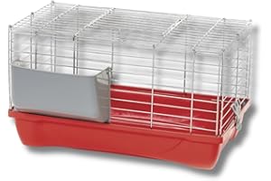 PET'S MARKET Felix Gabbia per Coniglio Piccoli Roditori Porcellini d'India e Cavie doppia chiusura di sicurezza con rete metallica a maglie con porta fieno-Colori Assortiti (57x37x31h)