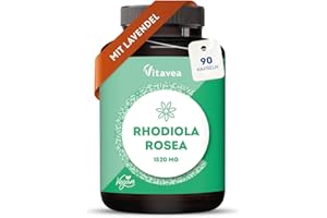 ‎VITAVEA Rhodiola Rosea Kapseln – Hochdosiert 1520 mg Rhodiola-Extrakt 4:1 - Mit Lavendel – 90 Kapseln - Vegan, Laborgeprüft, Ohne Zusatzstoffe - Vitavea