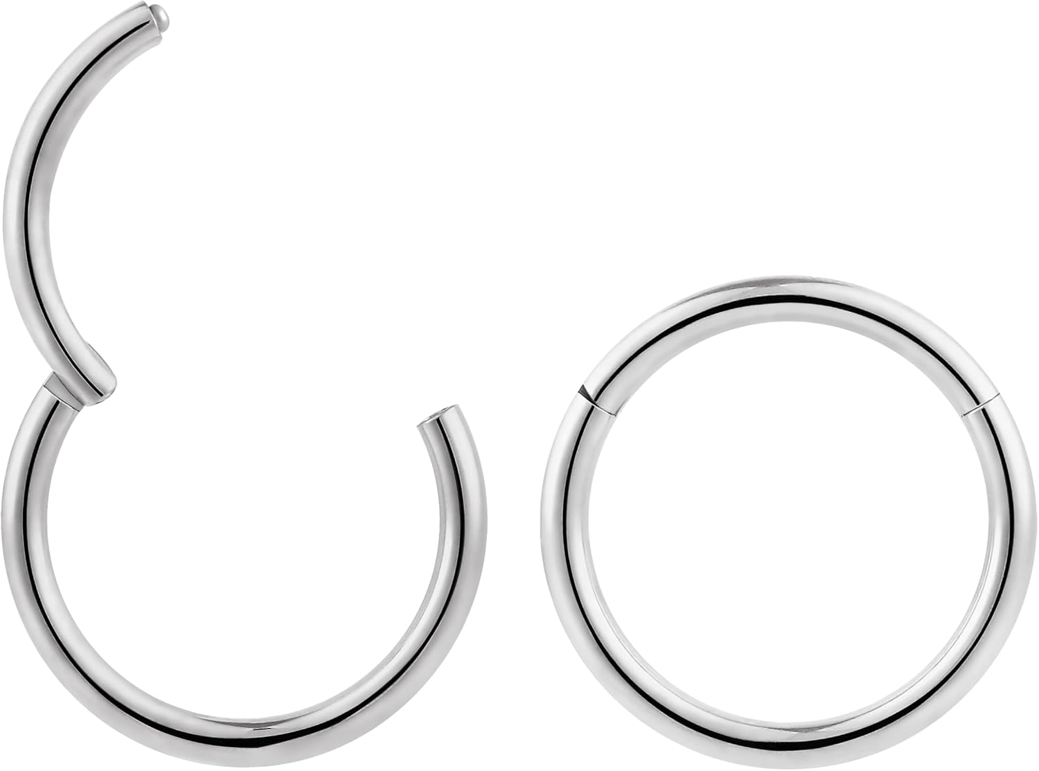 365 Sleepers - Par de pendientes de aro de titanio con cierre de bisagra, calibre 16, pirsin corporal, 5 mm, 6 mm, 7 mm, 8 mm, 9 mm, 10 mm, 11 mm, 12 mm, 13 mm, 14 mm, 16 mm